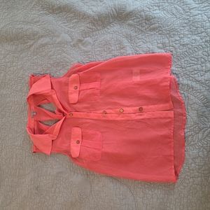 Pink button up tank top